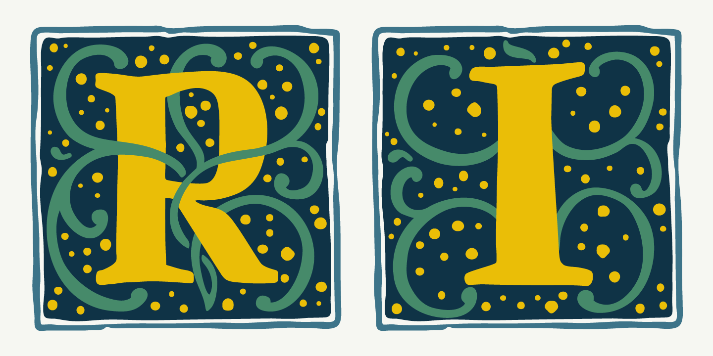 Przykład czcionki Renaissance Initial Dots Color